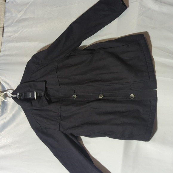 Boss Hugo Boss Men's Size 42R Wool & Cashmere Black Pea Coat - Picture 1 of 6